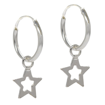 925 Silver 12mm hoop with star - SBE009