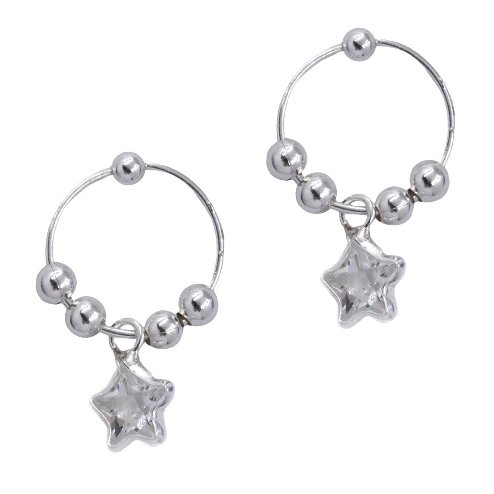 SBE045 - 925 Silver star dangle earrings
