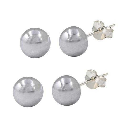 2 Pack 925 Silver 4mm dome stud earring - SBE071