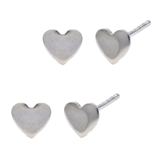 2 Pack  925 silver solid heart earring stud earring - SBE079