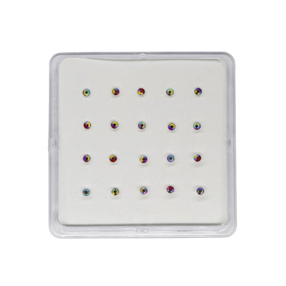 20 Piece 925 Silver metallic stone nose stud piercing - SBNS090