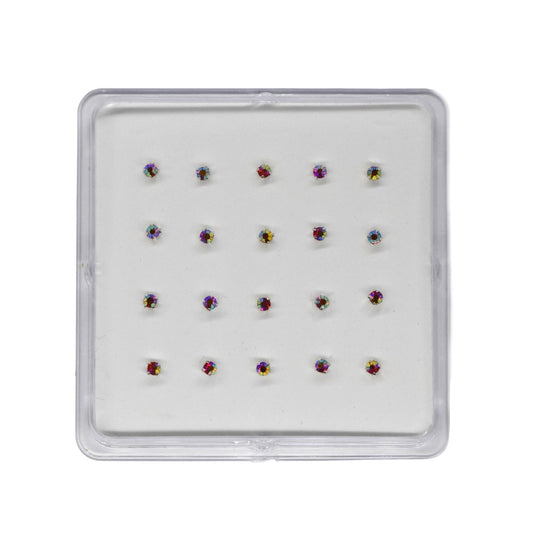 20 Piece 925 Silver pink metallic claw stone nose stud piercing - SBNS093