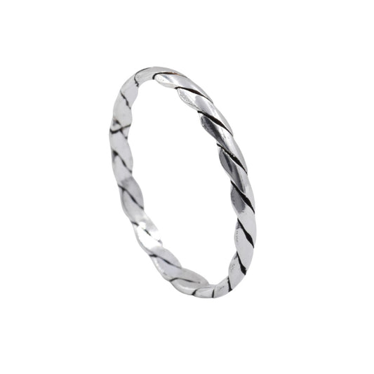 925 Silver small weave design ring - Size L - SBR035