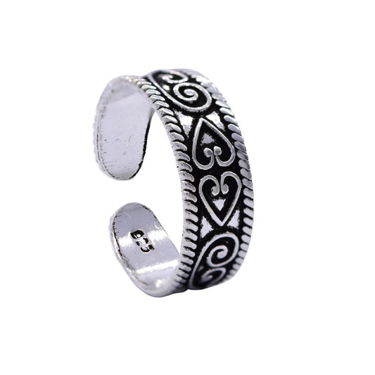 925 Silver Multi Heart Detailed Toe Ring