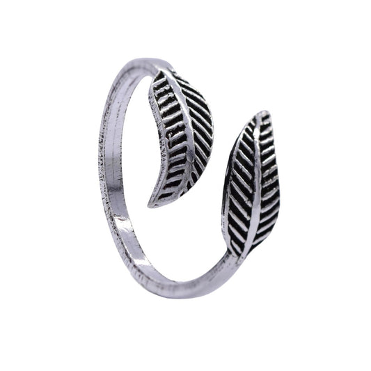 925 silver double leaf toe ring