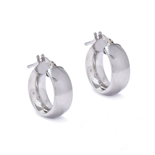 925 Silver 15mm huggie earrings Width: 6mm - SE1026