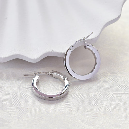 925 Silver Flat  Huggie Earrings - SE1036