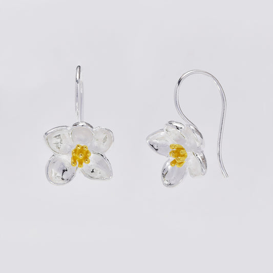 925 Silver two toned flower earrings - SE1043