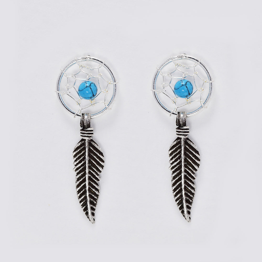 925 Silver dream catcher drop earrings