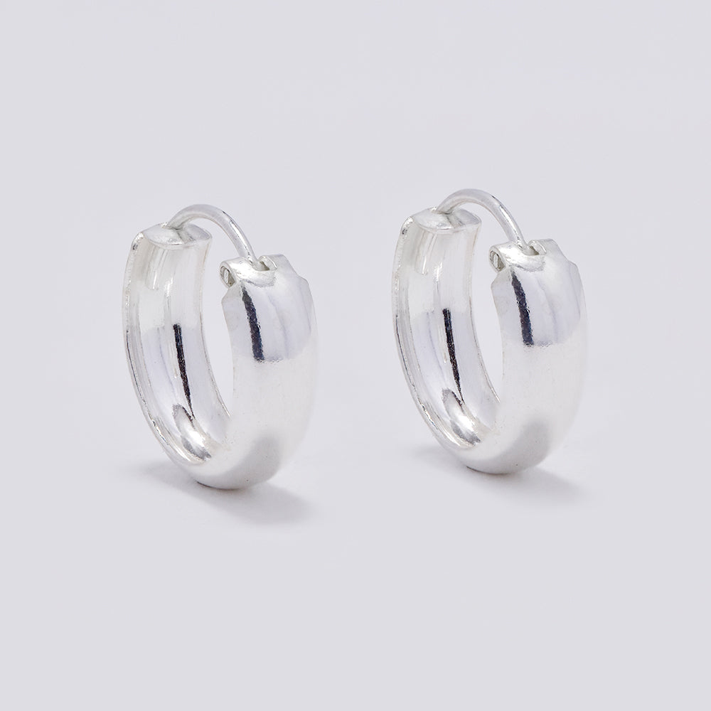 925 Silver 14mm x 4mm hollow huggies earrings