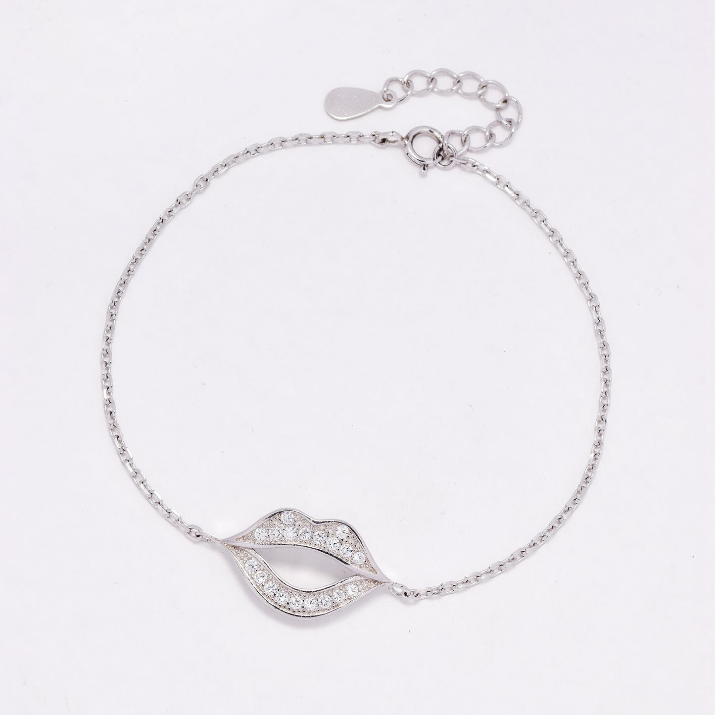 SGB446 - 925 Silver CZ lips bracelet
