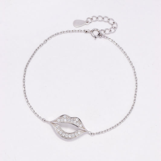 SGB446 - 925 Silver CZ lips bracelet