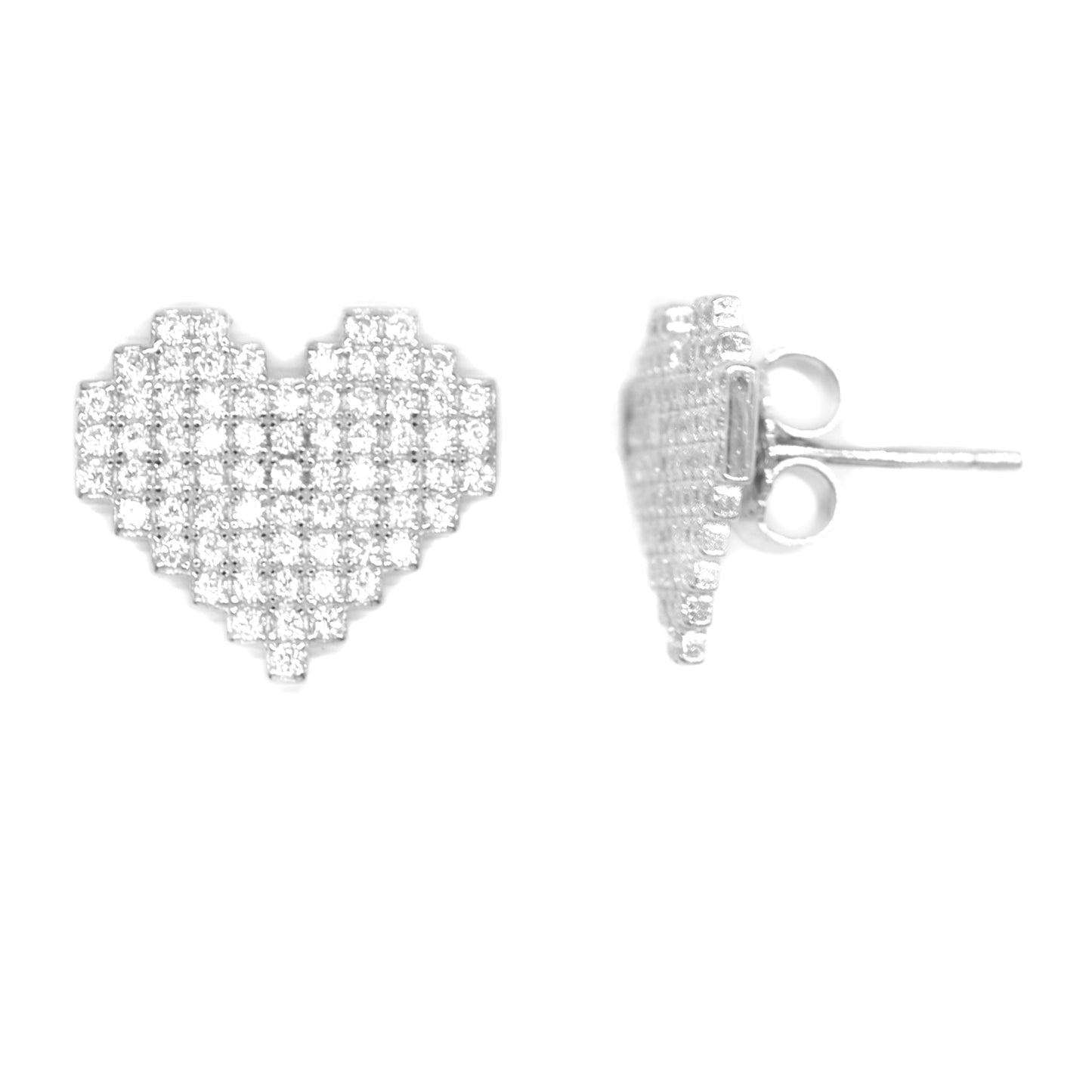 SGE844 - 925 Silver CZ Heart Studs