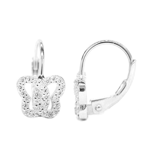 SGE9632 - 925 Silver CZ Butterfly Clip Earring