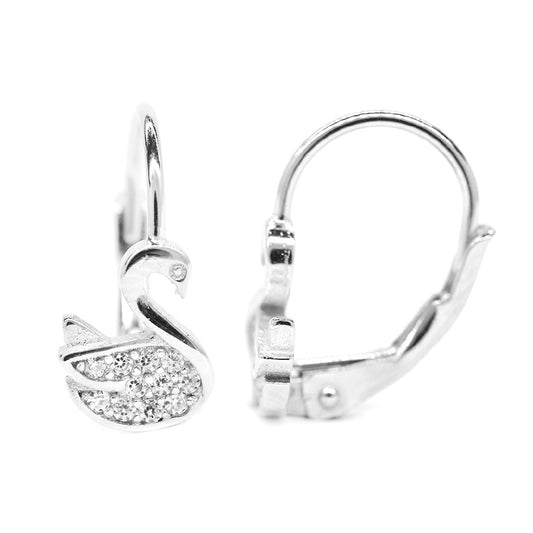 SGE9633 - 925 Silver CZ Swan Clip Earring