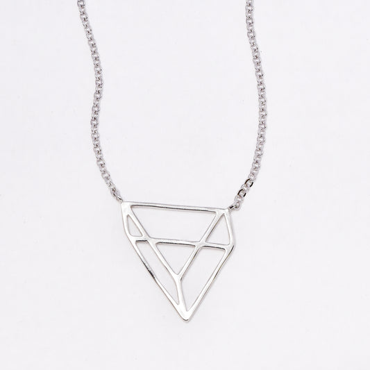 SGN3358 - 925 Silver cutout triangle flat 3D necklace