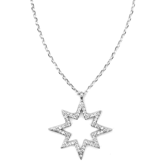 SGN450 - 925 Silver cutout cubic zirconia 8 point star