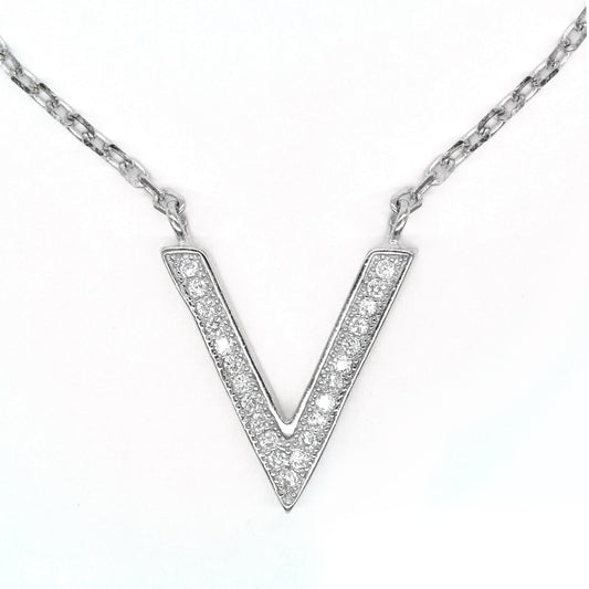 SGN453 - 925 Silver cubic zirconia v necklace