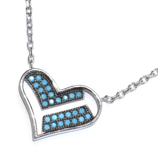 SGN5037 - 925 Silver half turquoise heart necklace