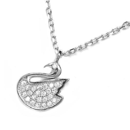 SGN5050 - 925 Silver cubic zirconia swan necklace