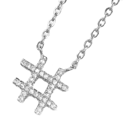 925 Silver cubic zirconia hash symbol necklace