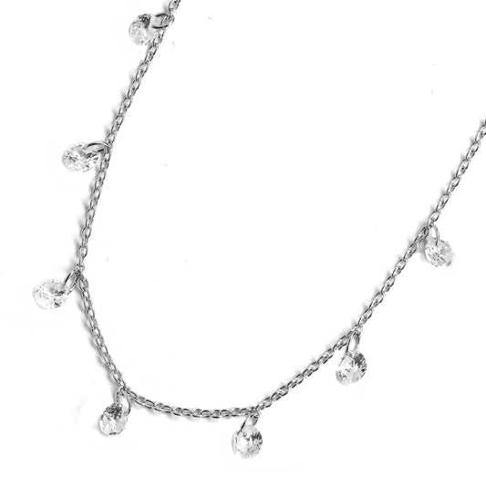 SGN7182 - 925 Silver clear cubic zirconia necklace