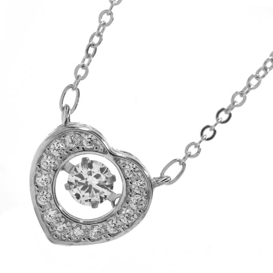 925 Silver cubic zirconia heart stone necklace