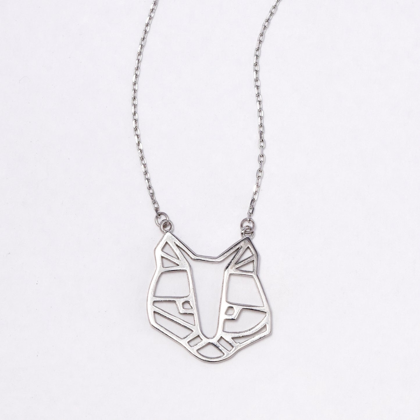 SGN951 - 925 Silver Cutout Fox Face Necklace