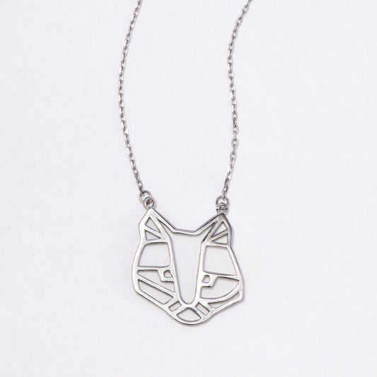 SGN951 - 925 Silver Cutout Fox Face Necklace