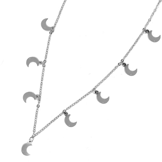 925 Silver crescent moon shape charm necklace