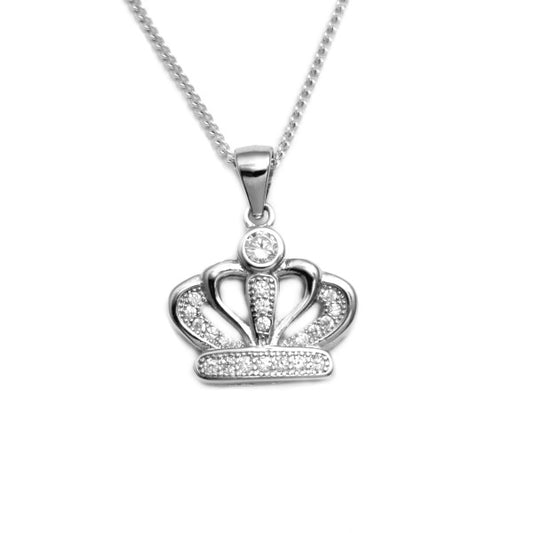 925 Silver cubic zirconia crown necklace