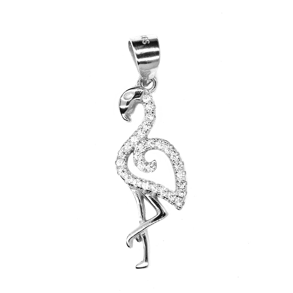 925 Silver cubic zirconia flamingo pendant