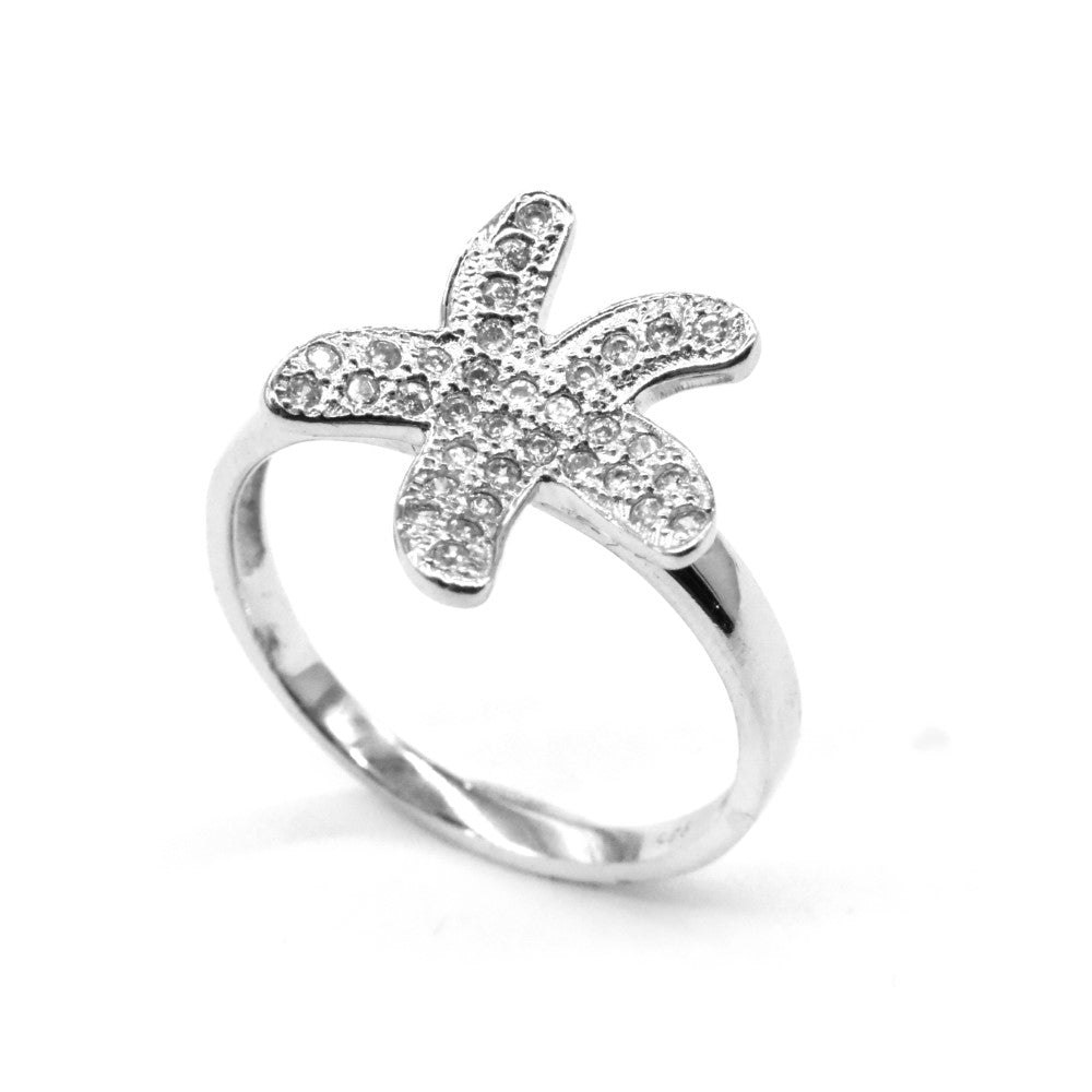 SGR017 - 925 Silver CZ star fish ring