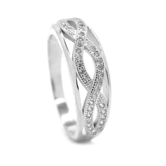 SGR6132 - 925 Silver infinity pattern CZ ring