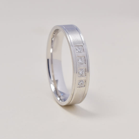 925 Silver square cubic zirconia band ring - SGR6177