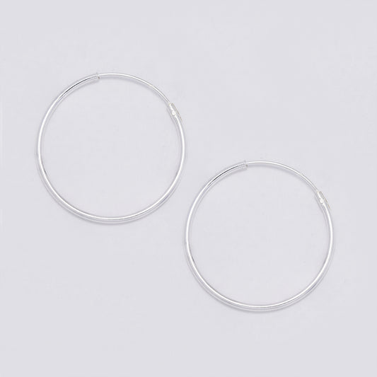 925 Silver 24mm x 1.2mm hoop earrings