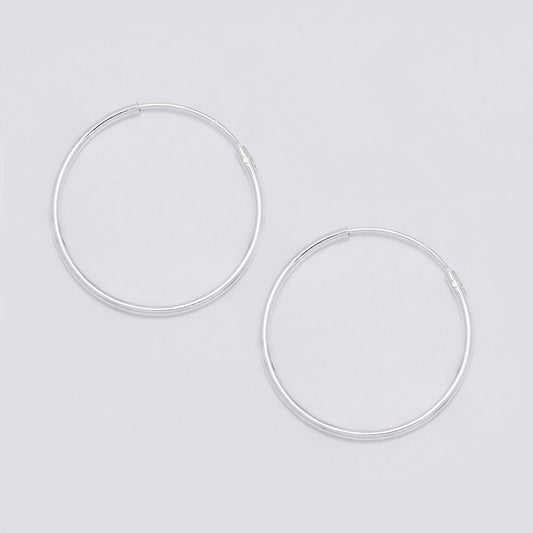 925 Silver 24mm x 1.2mm hoop earrings - SHOOP-1.2X24