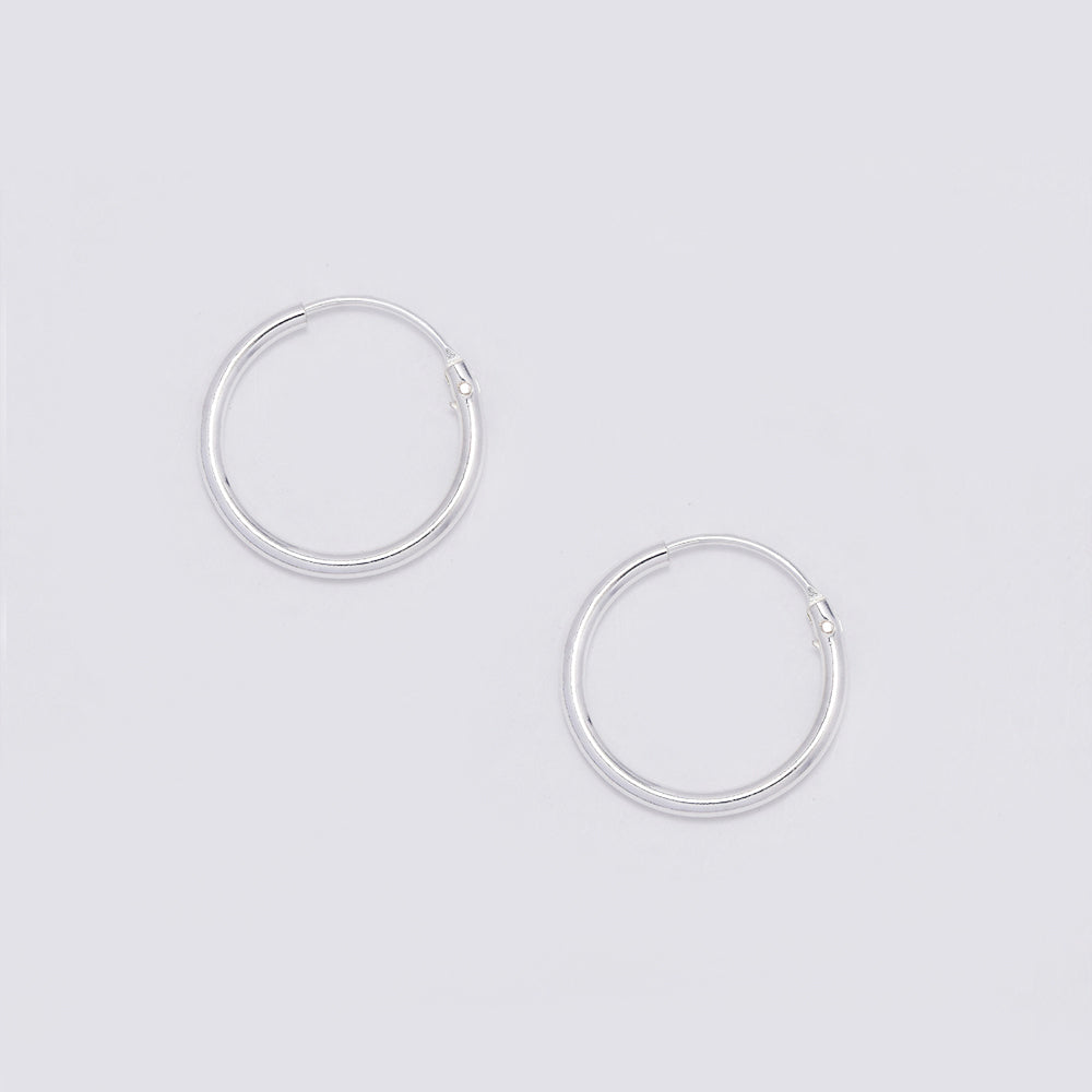925 Silver 16mm x 1.5mm hoop earrings - SHOOP-1.5X16