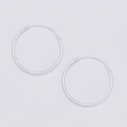 925 Silver 24mm x 1.5mm hoop earrings