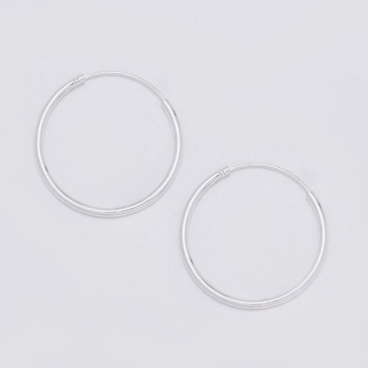 925 Silver 24mm x 1.5mm hoop earrings - SHOOP-1.5X24
