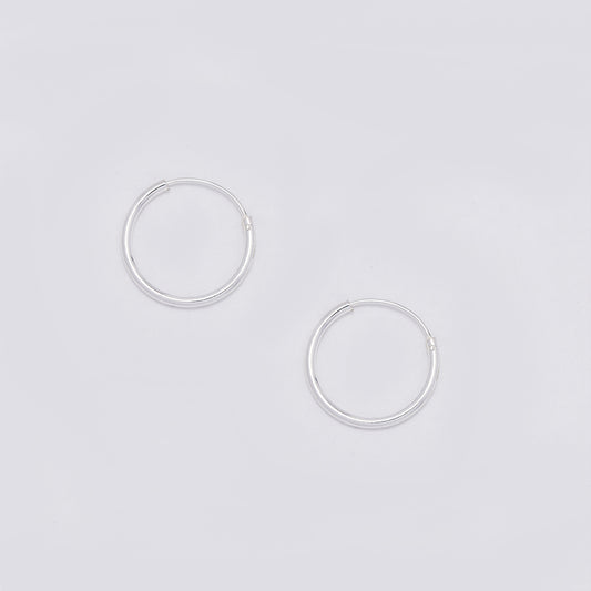 925 Silver 14mm x 1mm hoop earrings - SHOOP-1X14