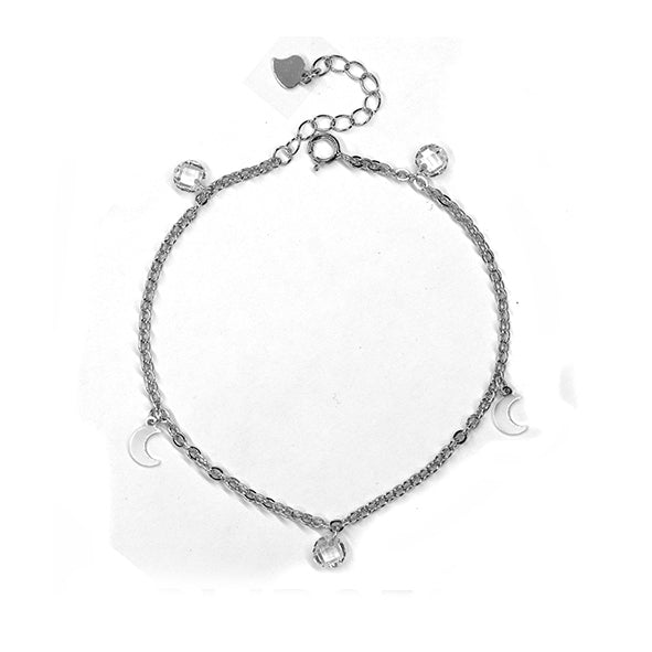 925 silver cubic zirconia and moon charm bracelet - SMB2504