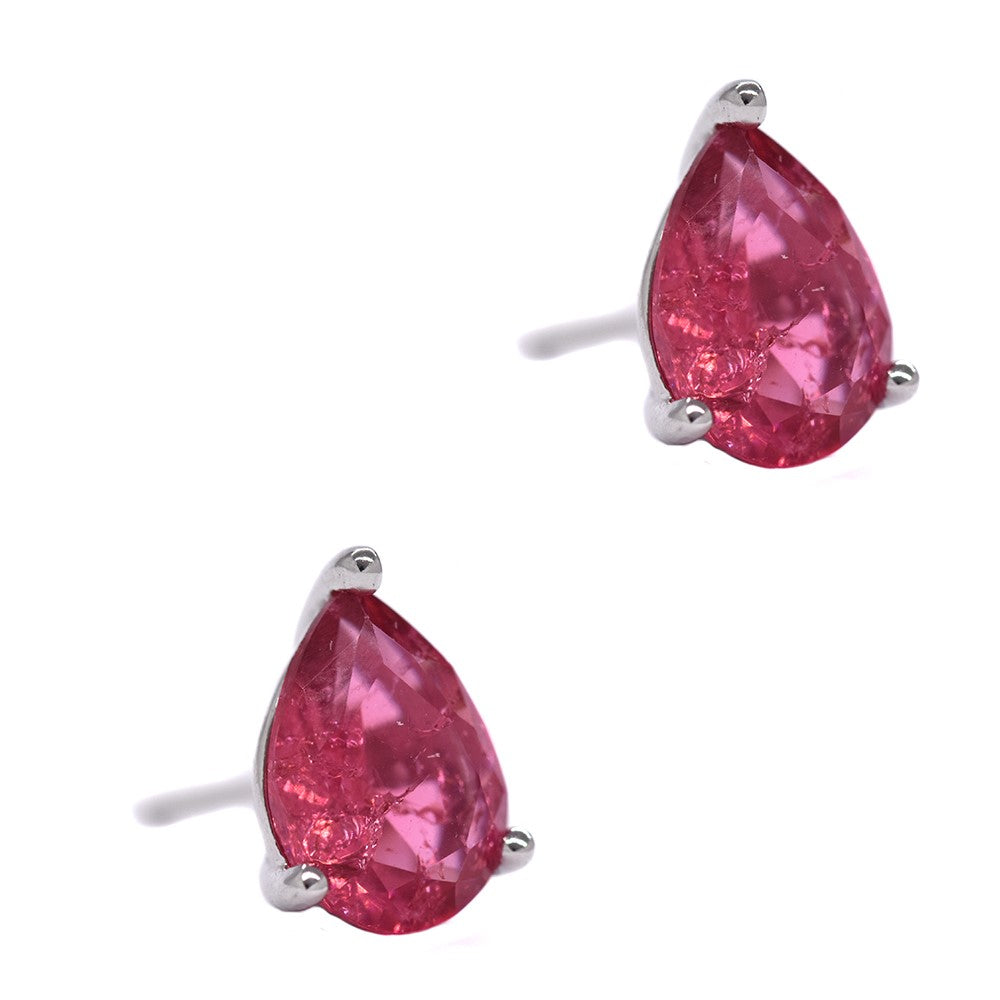 SME2113 - 925 Silver 8mm x 6mm cubic zirconia pink pear stud