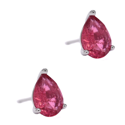 SME2113 - 925 Silver 8mm x 6mm cubic zirconia pink pear stud
