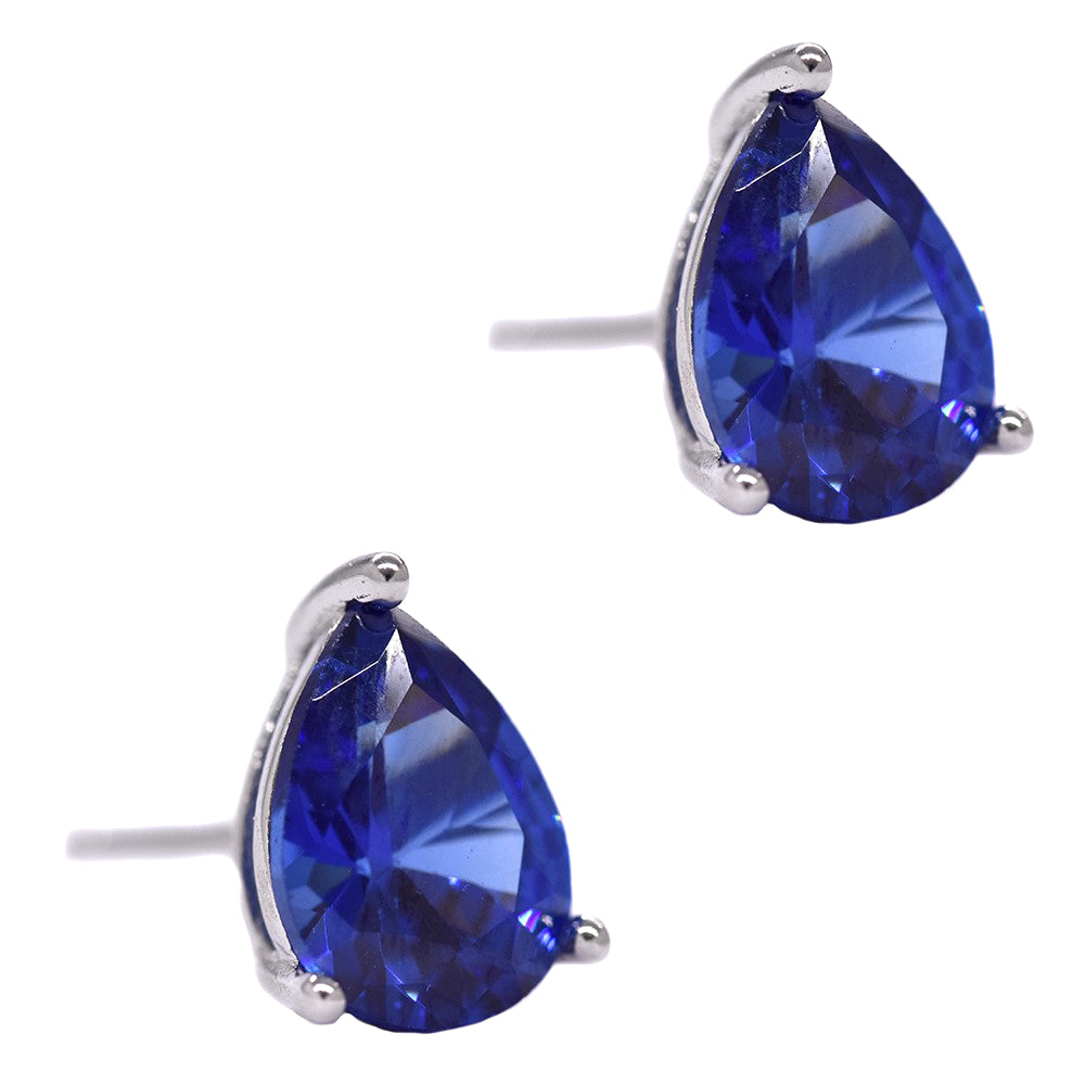 925 Silver 10mm x 7mm cubic zirconia pear stud - SME2114