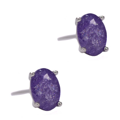 925 Silver 7mm x 5mm crushed cubic zirconia oval stud earring - SME2115