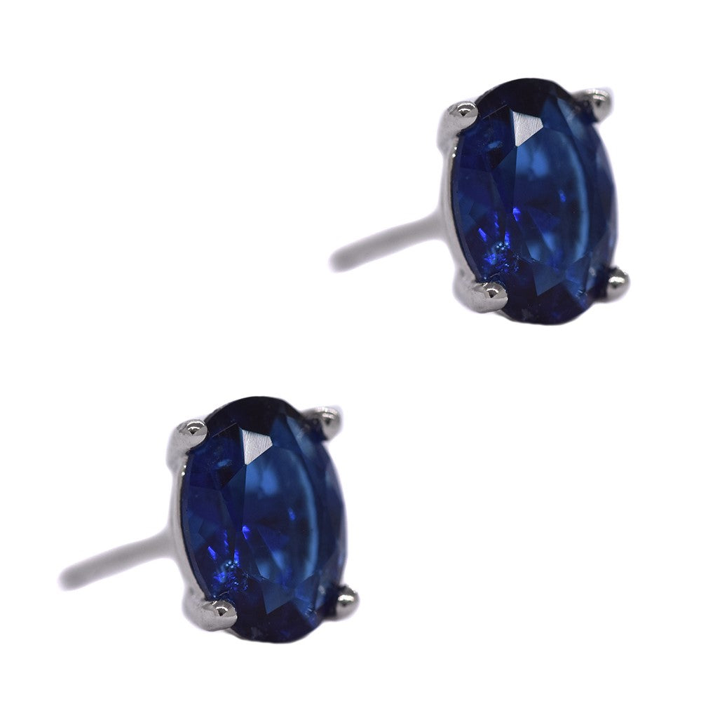 925 Silver 7mm x 5mm crushed cubic zirconia oval stud earring - SME2115