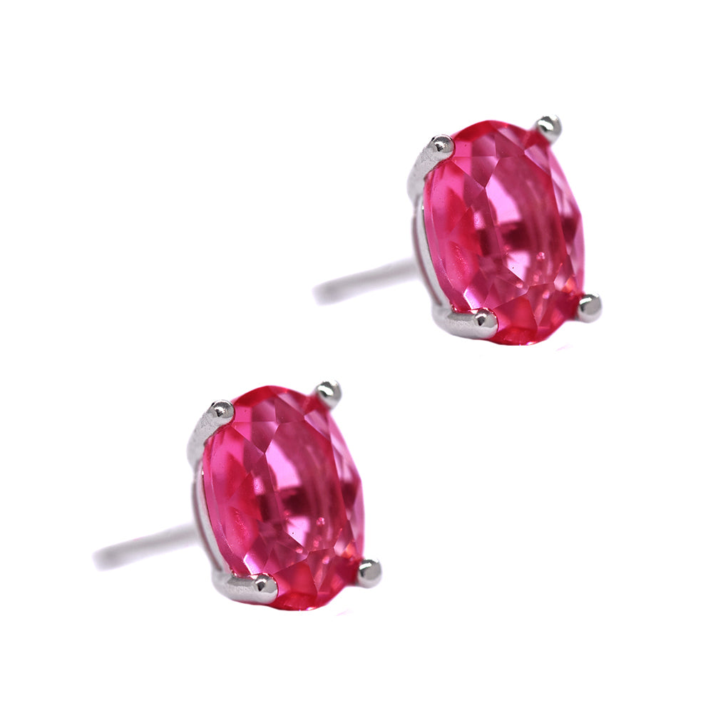 SME2116 - 925 Silver 6mm x 8mm cubic zirconia oval stud