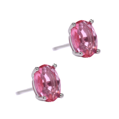 SME2116 - 925 Silver 6mm x 8mm cubic zirconia oval stud