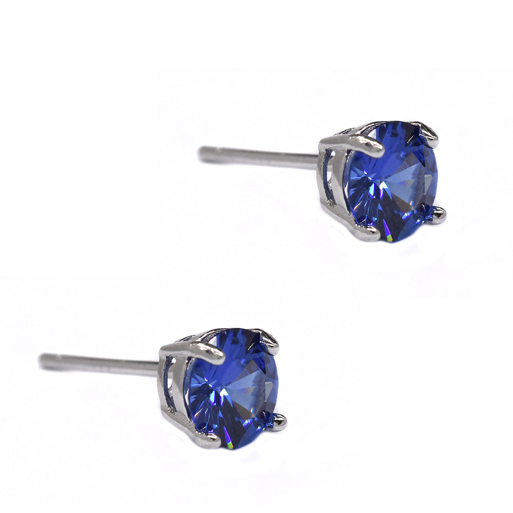 925 Silver cubic zirconia 6mm 4claw stud - SME2514